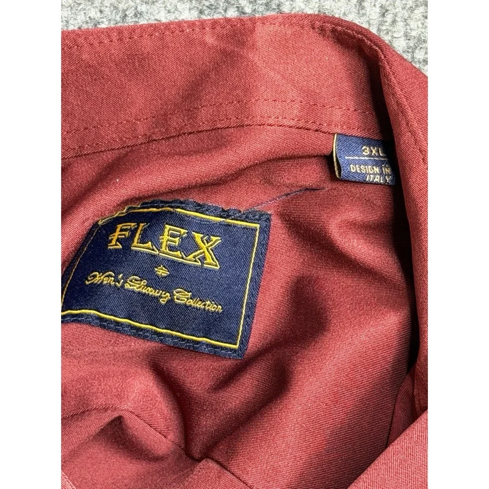 Flex Men's Luxury Collection Designed‎ in Italy Long Sleeve Red Shirt 3XL